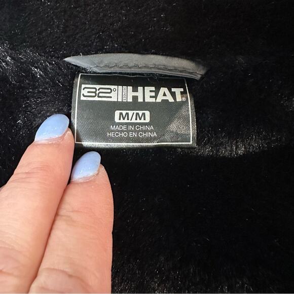 32* Degrees Heat Quilted Coat Winter Jacket Black Women’s Size Medium M Warm Fur - Picture 3 of 9